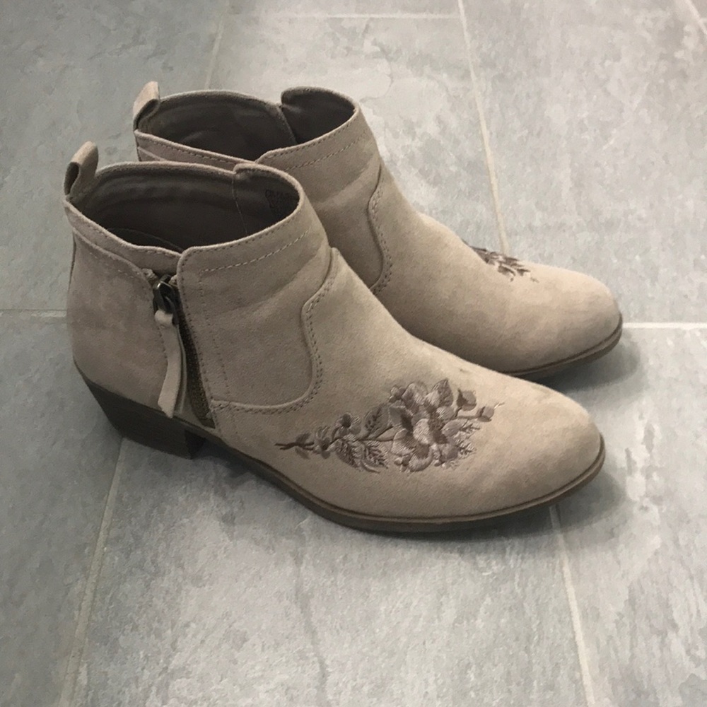 Embroidered booties